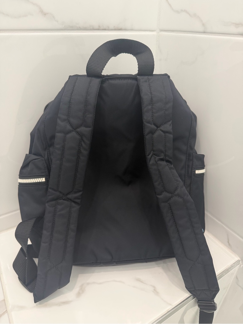 Hunter Black Backpack with Red Trim and White Zippers - Picture 3 of 3